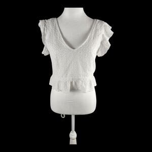 Wild Fable White Eyelet Crop Top Size Medium